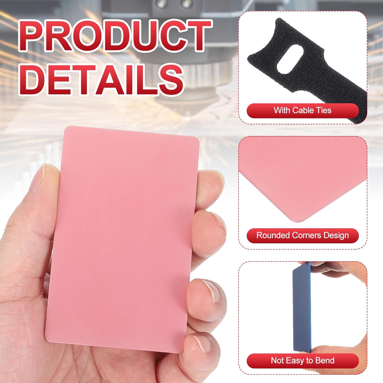PATIKIL Metal Business Card 1mm Thick 3.4x2.1 Inch, 15 Pcs Anodized Aluminum Blank Laser Engraving Cards with Cable Ties for Multipurpose House Office Custom Gift DIY, Pink/Orange/Blue