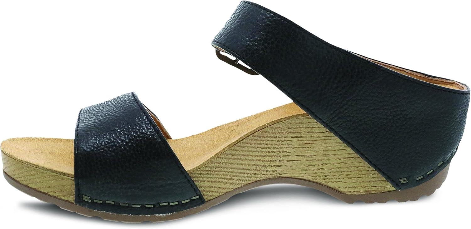 Dansko Tanya Slip-On Wedge Sandal for Women - Cushioned, Contoured Footbed for All-Day Comfort and Support - Hook & Loop Strap with Buckle Detail - Lightweight Rubber Outsole - Image 6