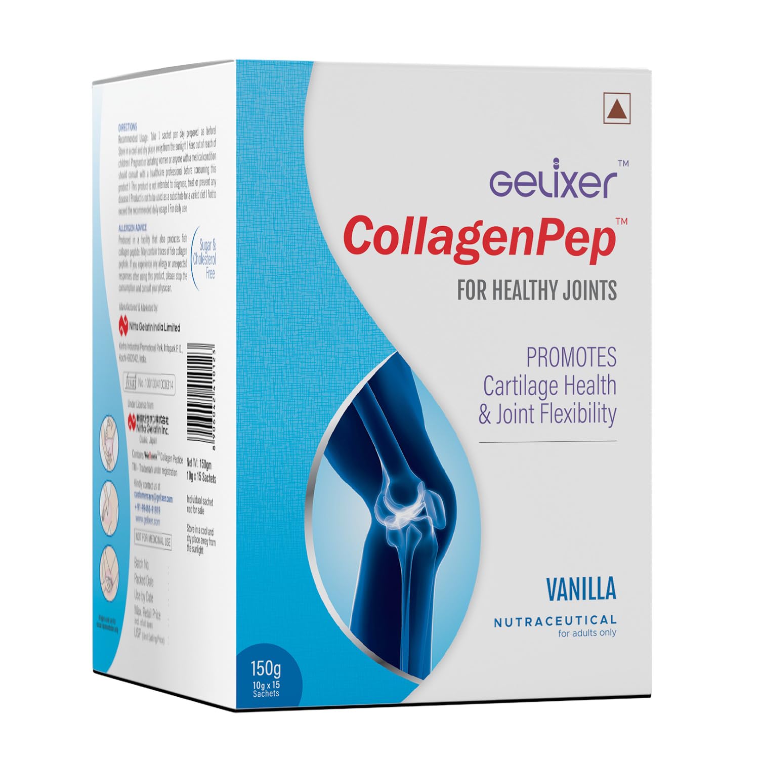 Nitta Gelatin India Limited Gelixer Collagen Pep (10 G, Vanilla) -15 Sachets,Pack of 1