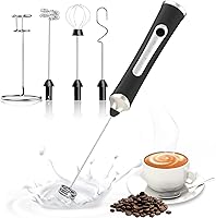 Collwin Rechargeable Handheld Milk Frother with Stand - 3-Speed Electric Foam Maker, Detachable 3 Stainless Steel Whisks for Lattes, Cappuccinos