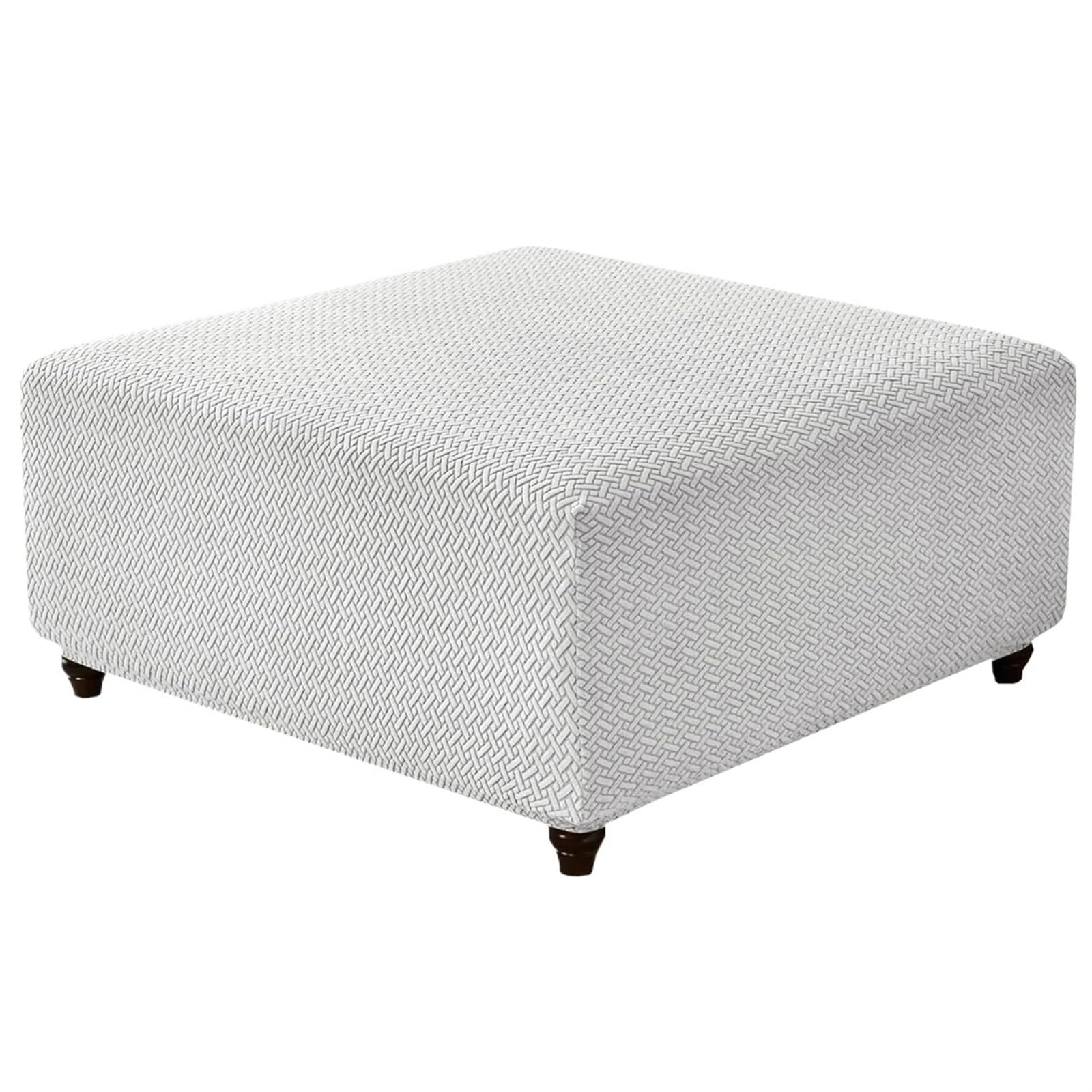 YXINAER Foot Stool Cover T-Shape Square Stool Cover Ottoman Elastic Sofa Footrest Slipcovers(White,L)