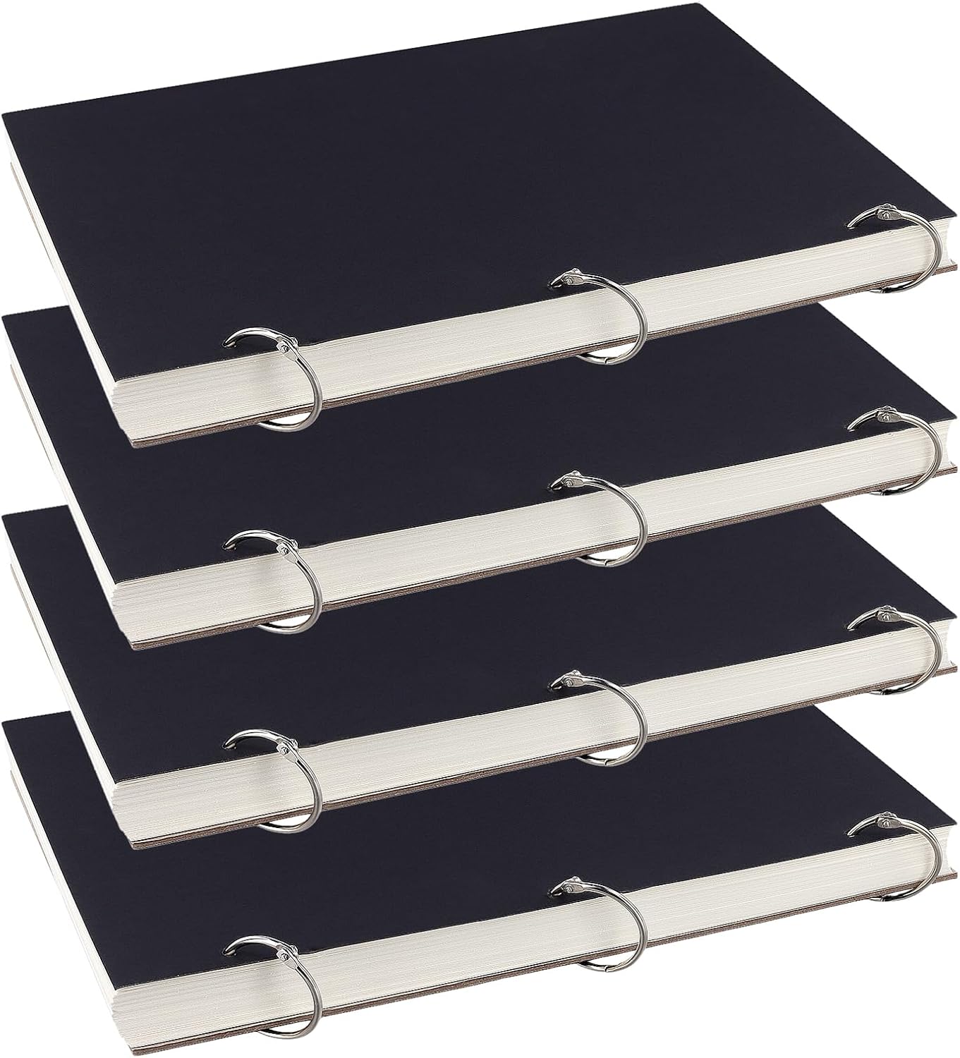 MOUYAT 4 x A4 Sketchbooks 75 Sheets 150 Pages Binding Sketchbook 160gsm Black Cover Hard Cover Sketchbook for Drawing and Sketching
