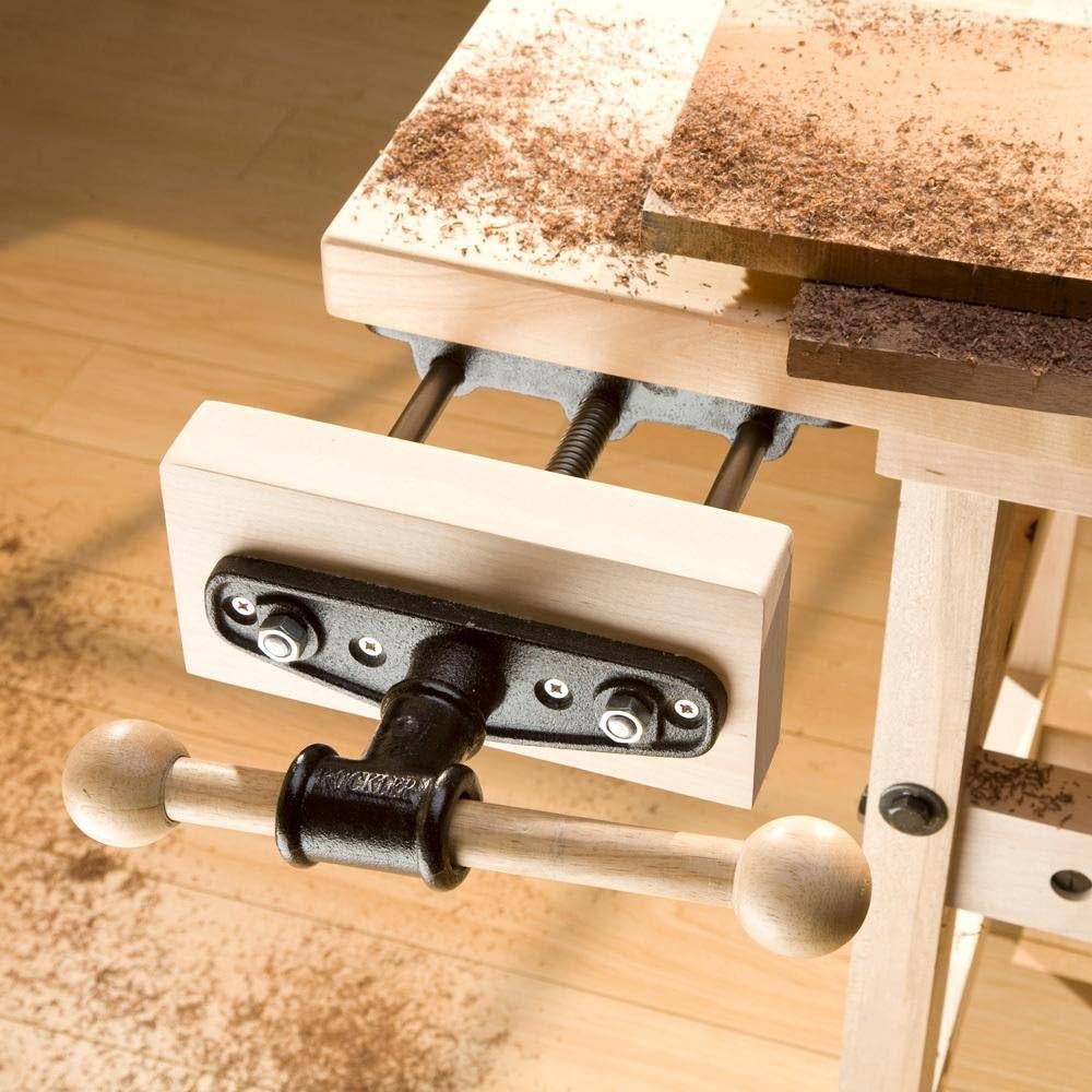 Rockler Quick Release Front Vise – 9” Woodworking Vise Dual Guide Rods Eliminate Racking – Easy to Operate Wood Vise for Home, Studios, Teaching Equipment - Bench Vise Woodworking