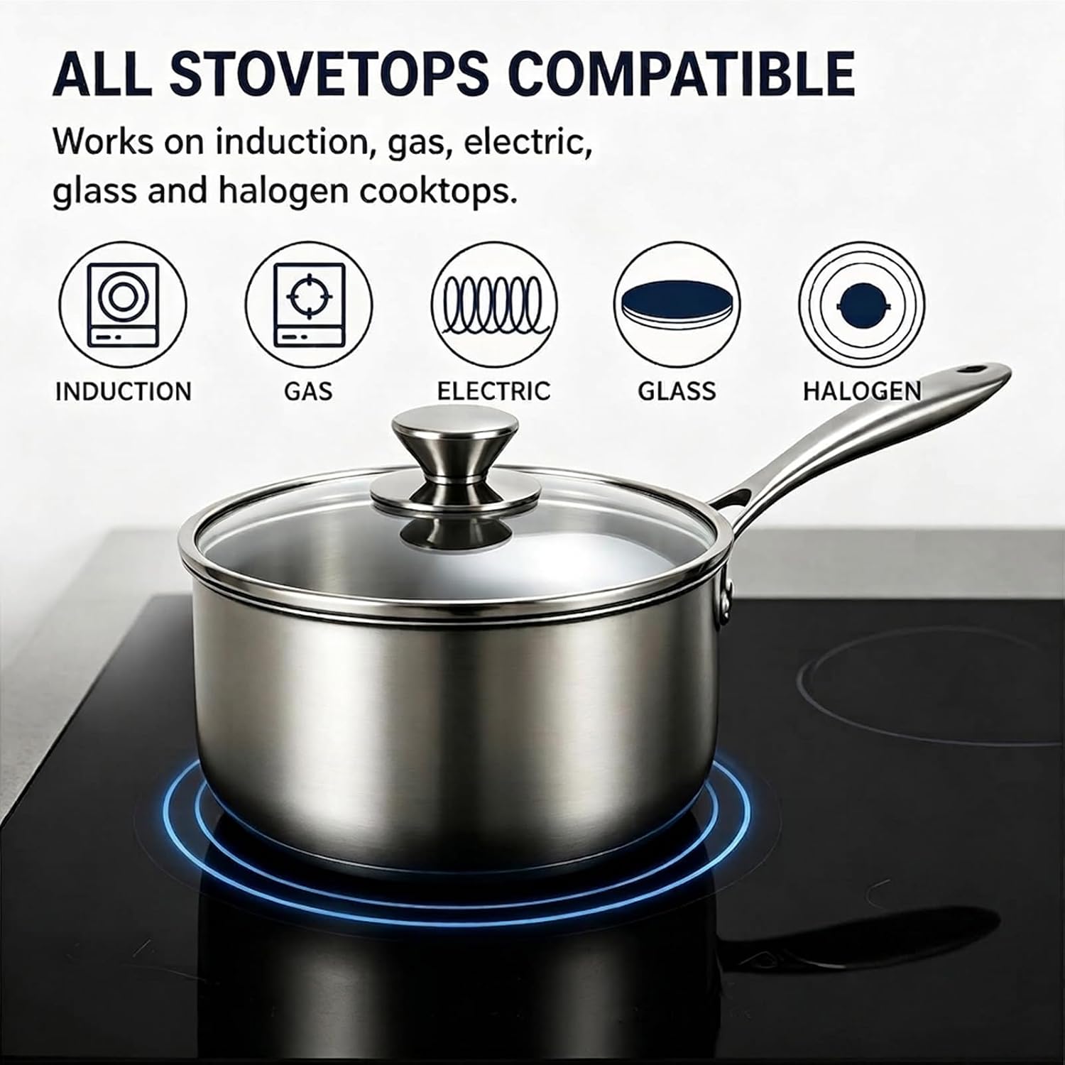 2.5QT Titanium Saucepan with Lid, Healthy Titanium Cookware