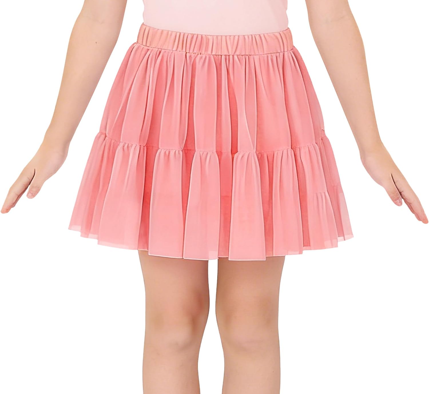 Girls High Waist Mesh Tulle Skort with Built-in Shorts Size 6-16 | Skin-friendly lightweight mesh tulle skirt for tween & big girl, ideal for school, sports, parties and casual daily wear