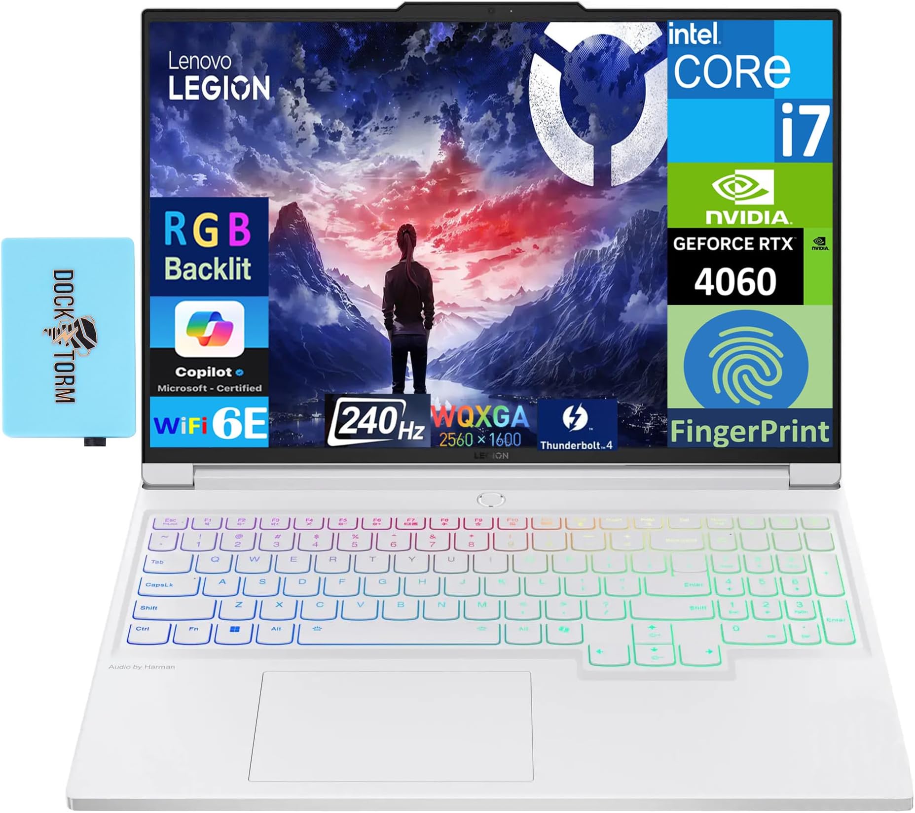 Lenovo Legion 7i Gaming Laptop 16.0" 240Hz IPS WQXGA Display (Intel i7-14700HX, GeForce RTX 4060 8GB, 16GB DDR5, 2x4TB SSD (8TB), RGB KB, Fingerprint, 2 TB 4, Win 11 Pro) w/DKZ USB Port Expander