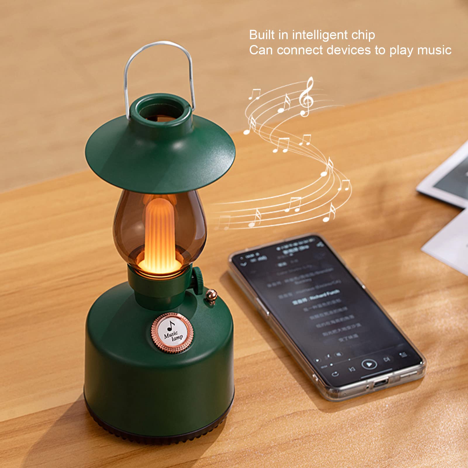 VBESTLIFE Altoparlante Vintage con Luce Notturna e Bluetooth 5.0 (GREEN)