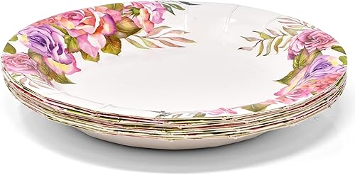 Miniatura 8 de Gift Boutique Juego de 96 piezas de suministros de fiesta de flores rosas y moradas, platos de papel, servilleta para niña, baby shower, té,