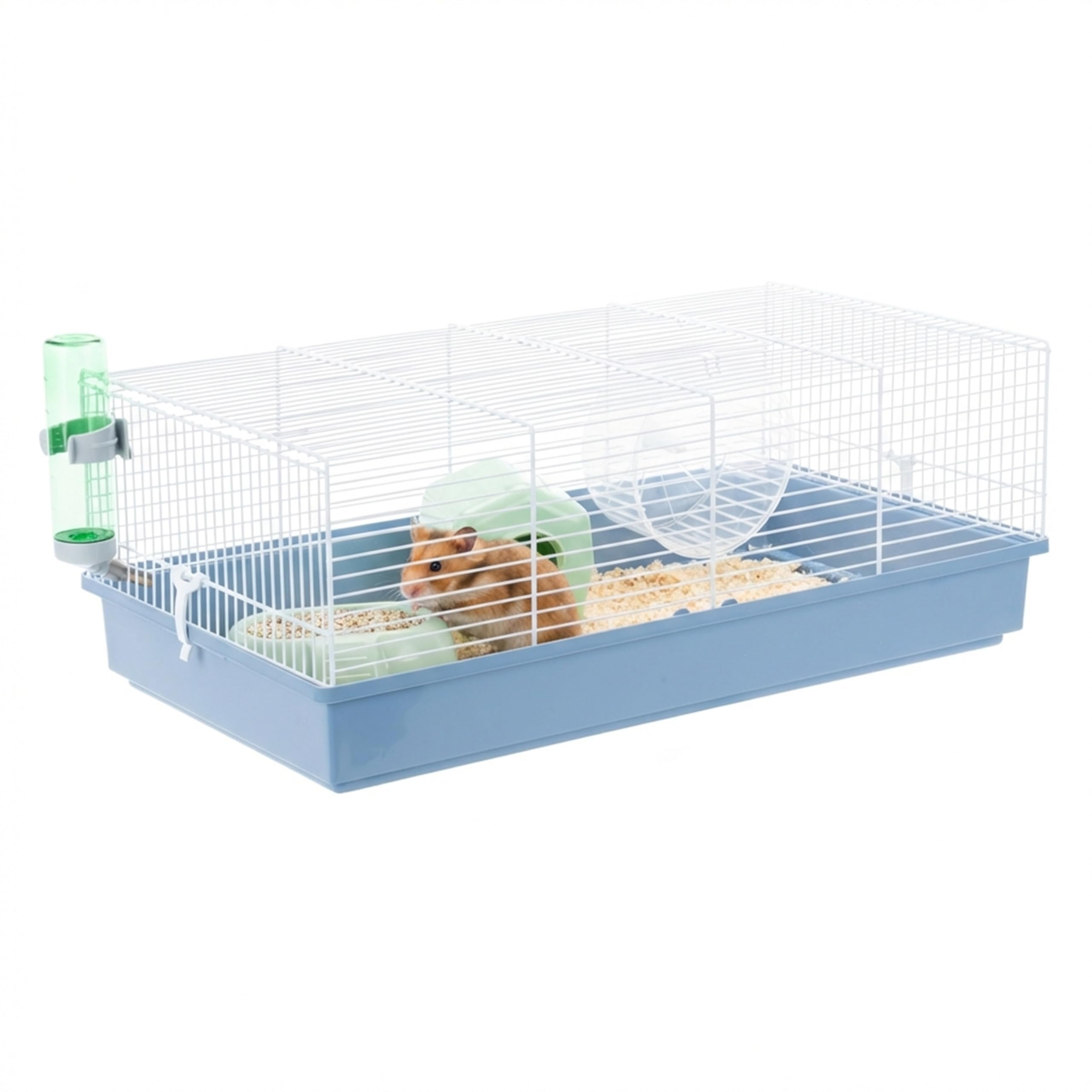 Ferplast CRICETI 11 Large Hamster Cage - Fully Equipped, Spacious Interactive Habitat, Exercise Wheel & Accessories Included - Easy Clean, 57.5x31xh21 cm - Blue