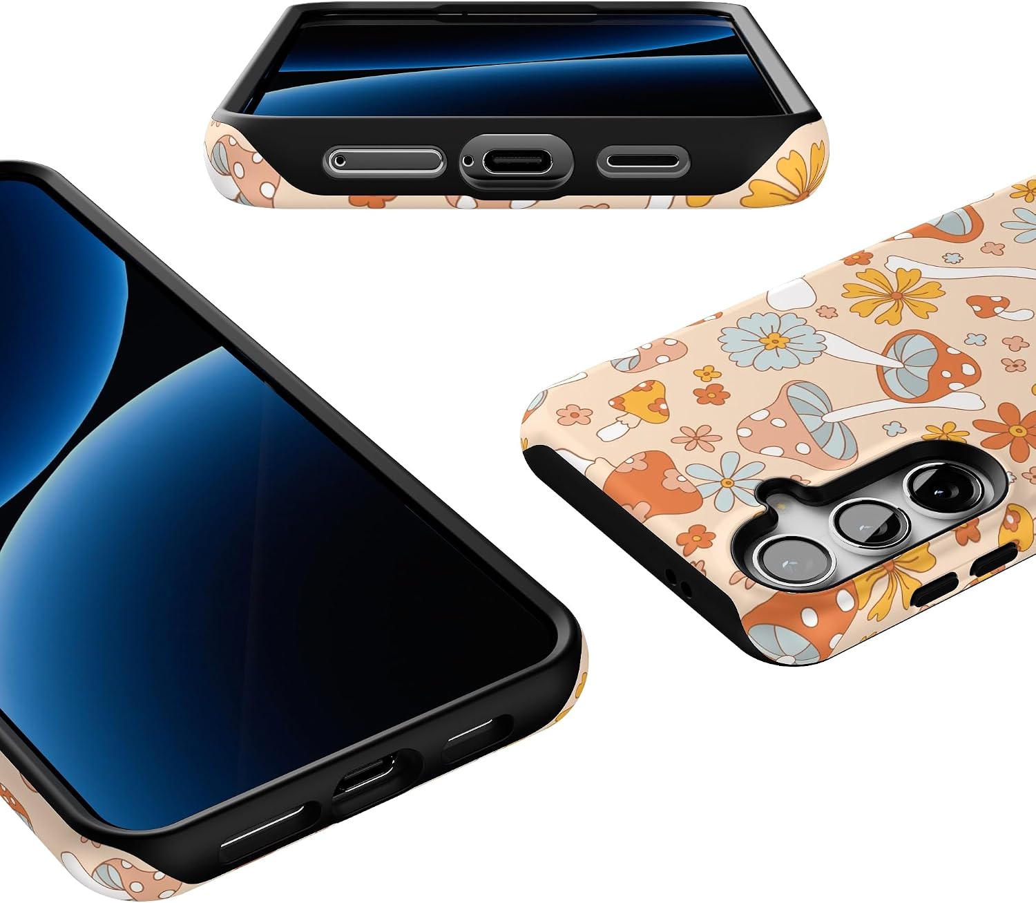 Casely Galaxy S24 Plus Case | Mushroom Magic | Retro Floral | Essential Slim Dual-Layer Protective Design