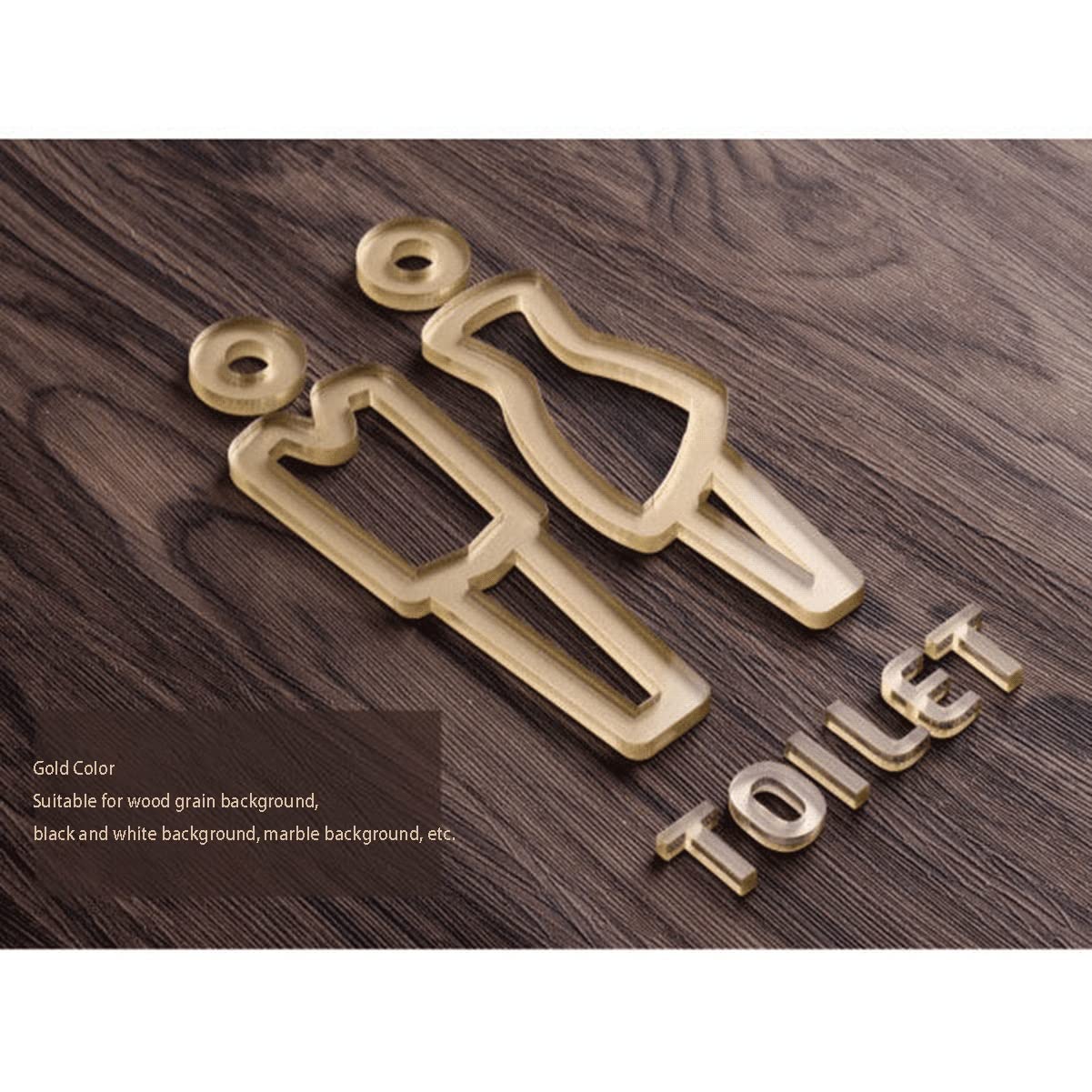 Letrero de baño acrílico para Hombre y Mujer, Conjunto de Figuras Decorativas, Letrero de Inodoro Moderno, letreros para Puerta de baño (Oro Unisex) (Oro Unisex)