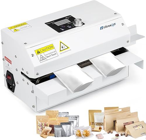 Sellador térmico de grado comercial Máquina automática de sellado de bolsas de calor continuo, temperatura y velocidad ajustable, máquina de sellado