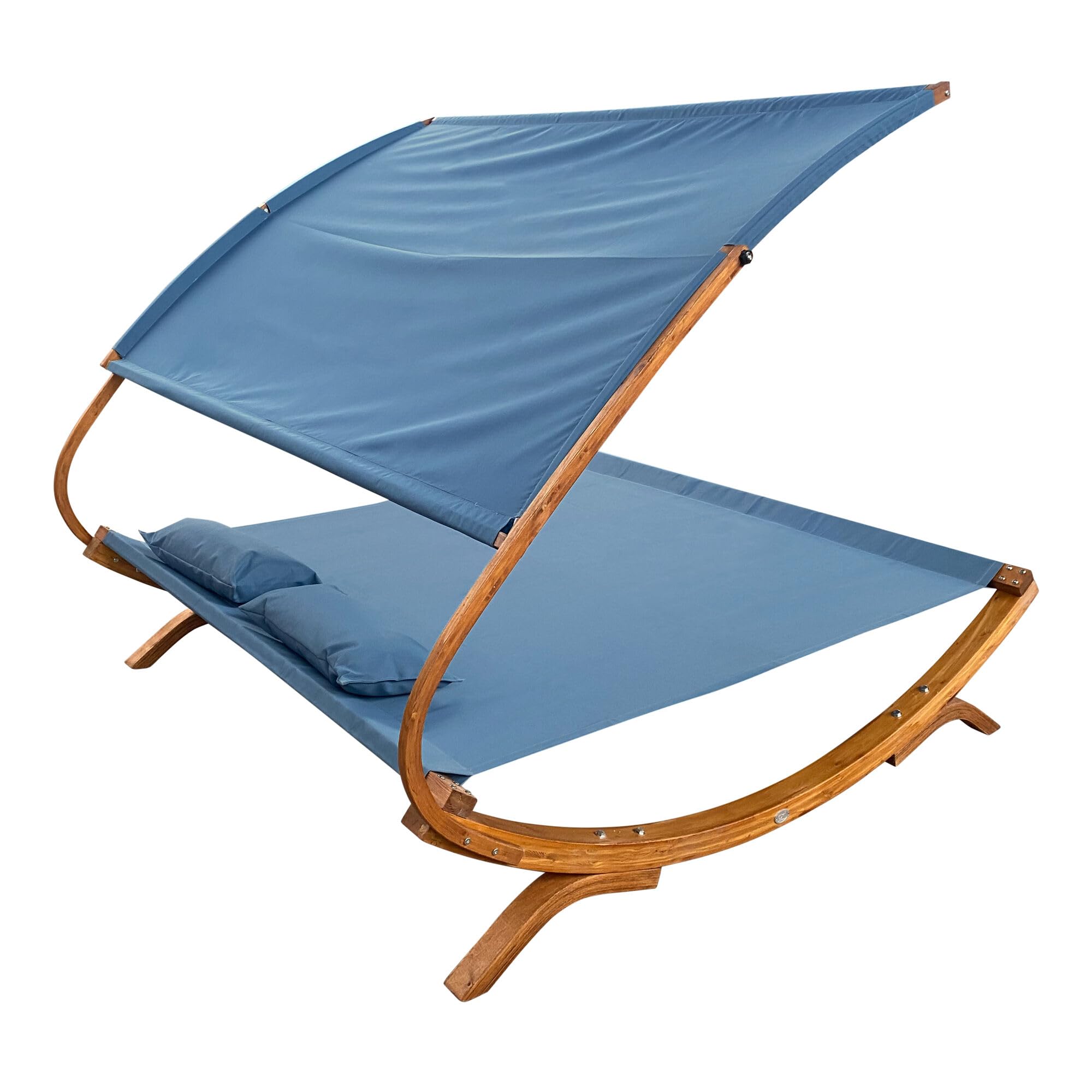 AXI Mallorca Chaise Longue de Jardin en Bois pour 2 Personnes | Lit de Jardin XXL avec Toit Solaire pour l'extérieur | Bain de Soleil Double en Bleu
