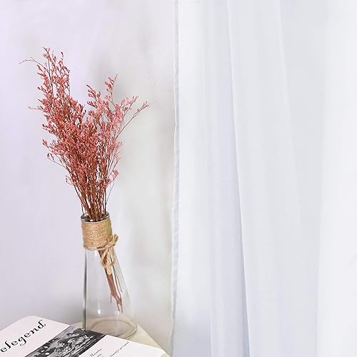 Miniatura 3 de HUTO Cenefa blanca transparente para ventana para habitación de niñas, cortina de gasa suave, toldo de cama, 1 panel de 52 x 144 pulgadas de largo