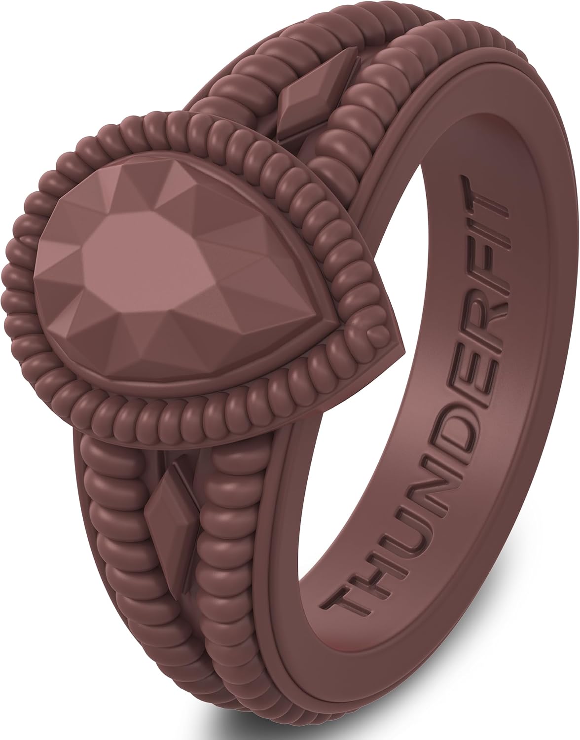 ThunderFit Silicone Rings for Women, Pear Rubber Engagement Wedding Bands 13.5mm Wide 5.5mm Thick - 1/2/3 Variety Multipack