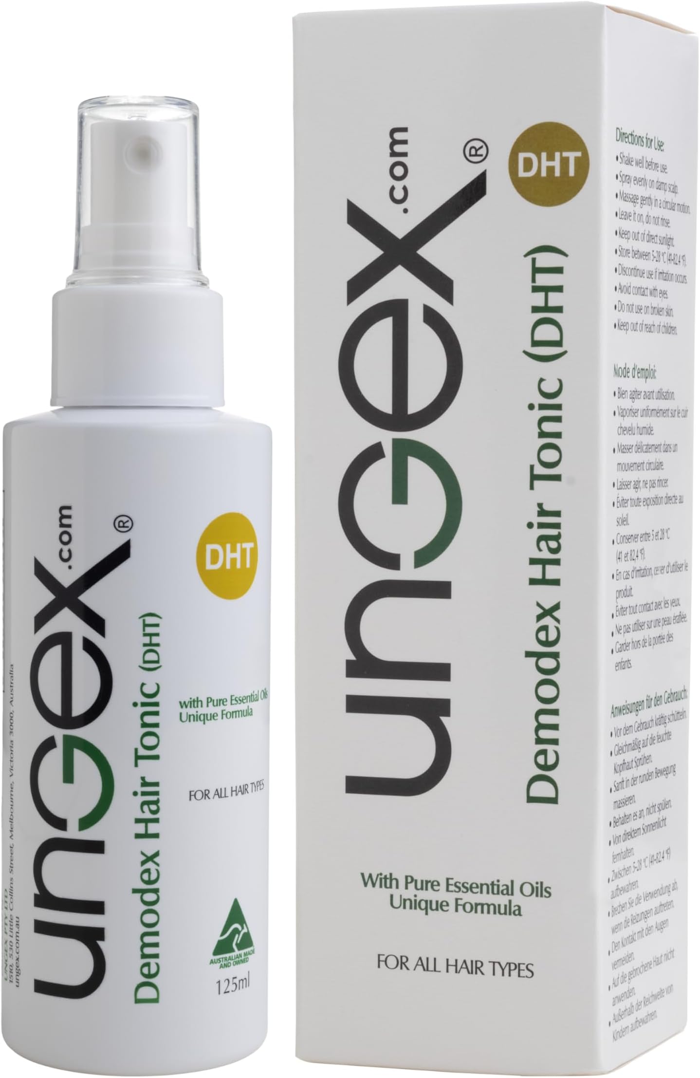 Ungex Demodex Hair Tonic | Herbal Leave-In Spray for Scalp & Hair Care | Natural Formula | DHT