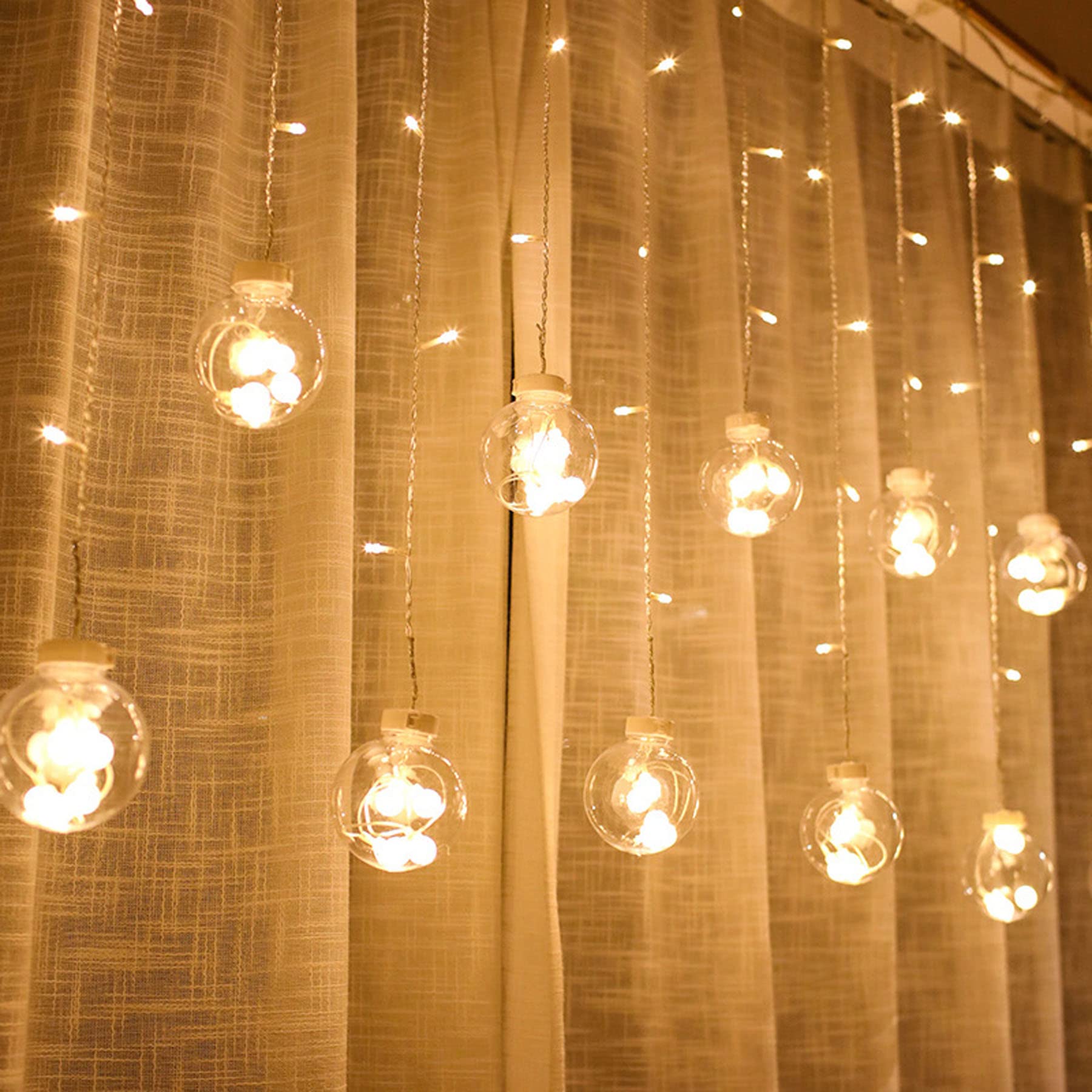 Uonlytech Curtain Wish Ball String Lights for Home Decor