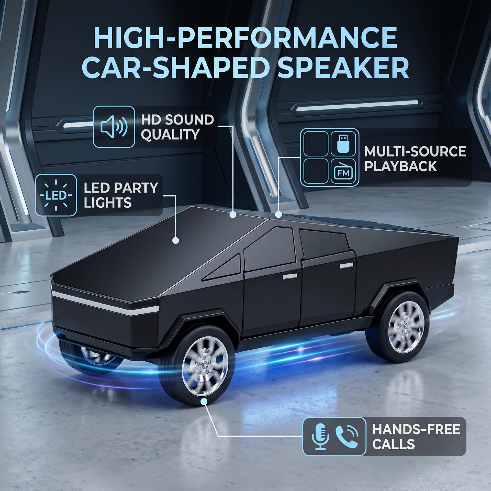SENECESLI Altoparlanti per Auto, Schermo Display HD Audio, 15 W, Luce LED da Festa, for Intrattenimento in Auto (BLACK)