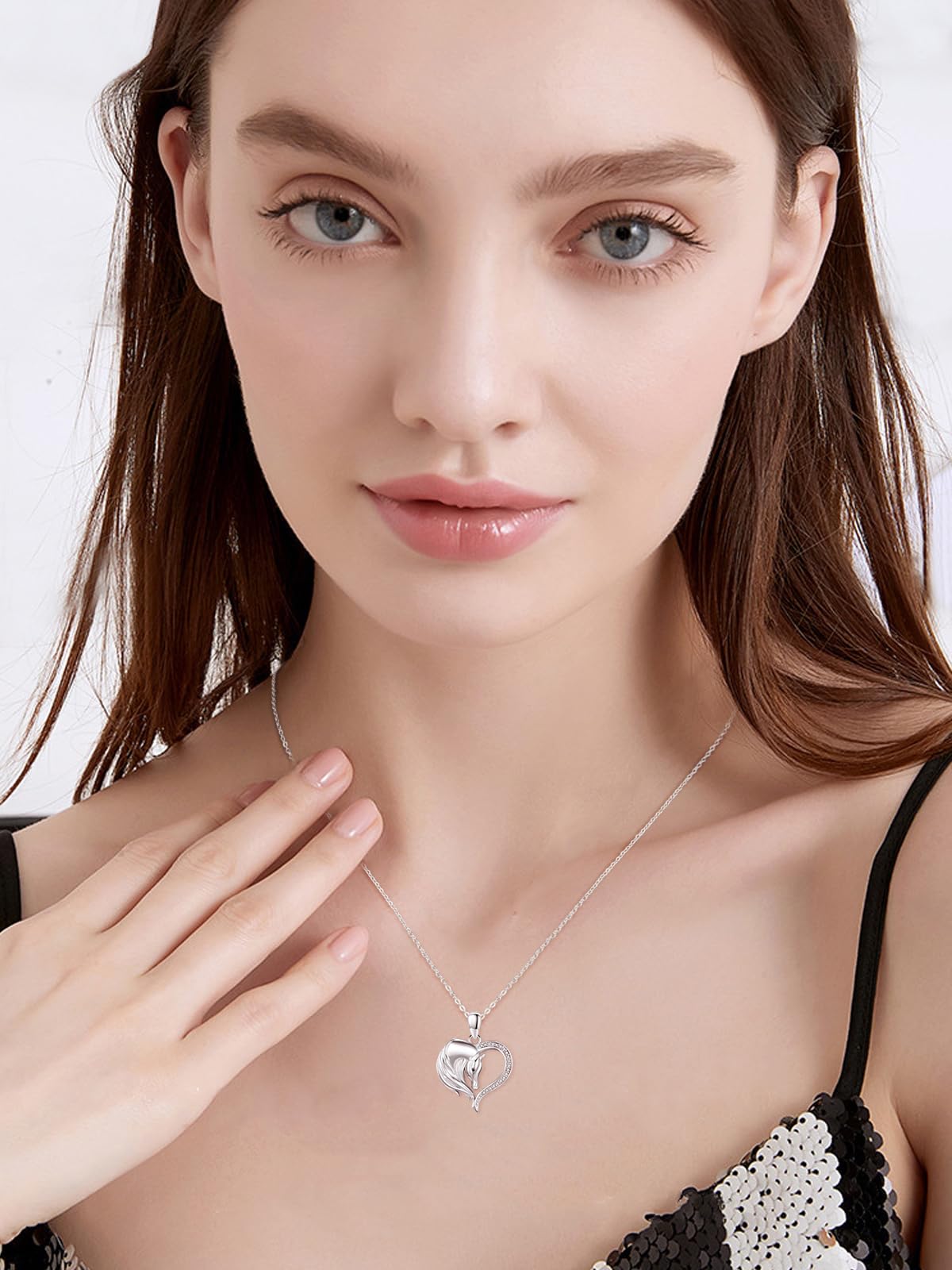 TANGPOET Tier Halskette für Damen Mädchen Silber 925 Tiere Schmuck Geschenke für Geburtstag Muttertag Weihnachten mit 18"+2" Kette