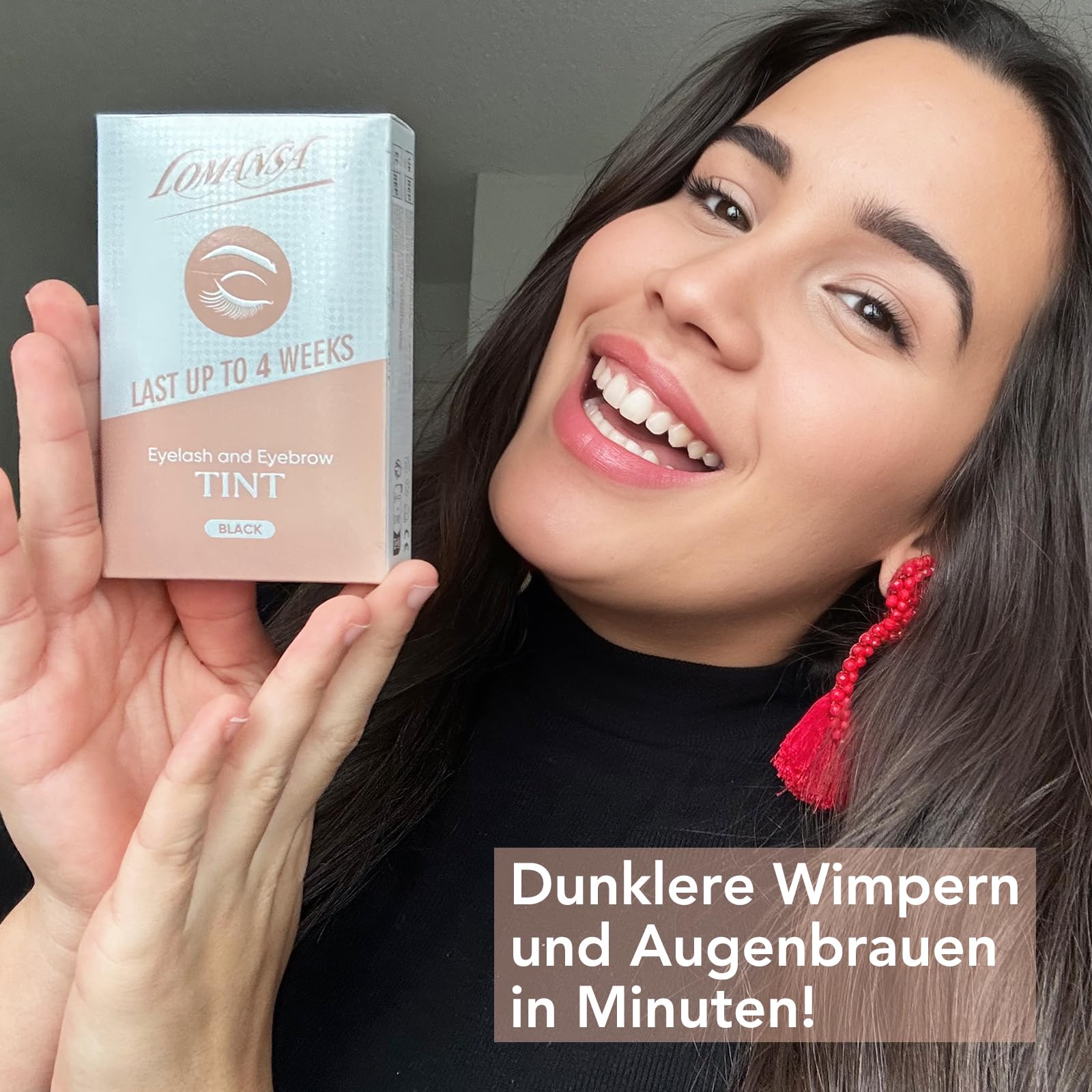 Wimpernfarbe Schwarz, Augenbrauenfarbe und Wimpern Färben, 10 Anwendungen Intensiv Tönung, Zwei Bürstentypen für Einfache Bedienung, Geeignet für Anfänger und Salons
