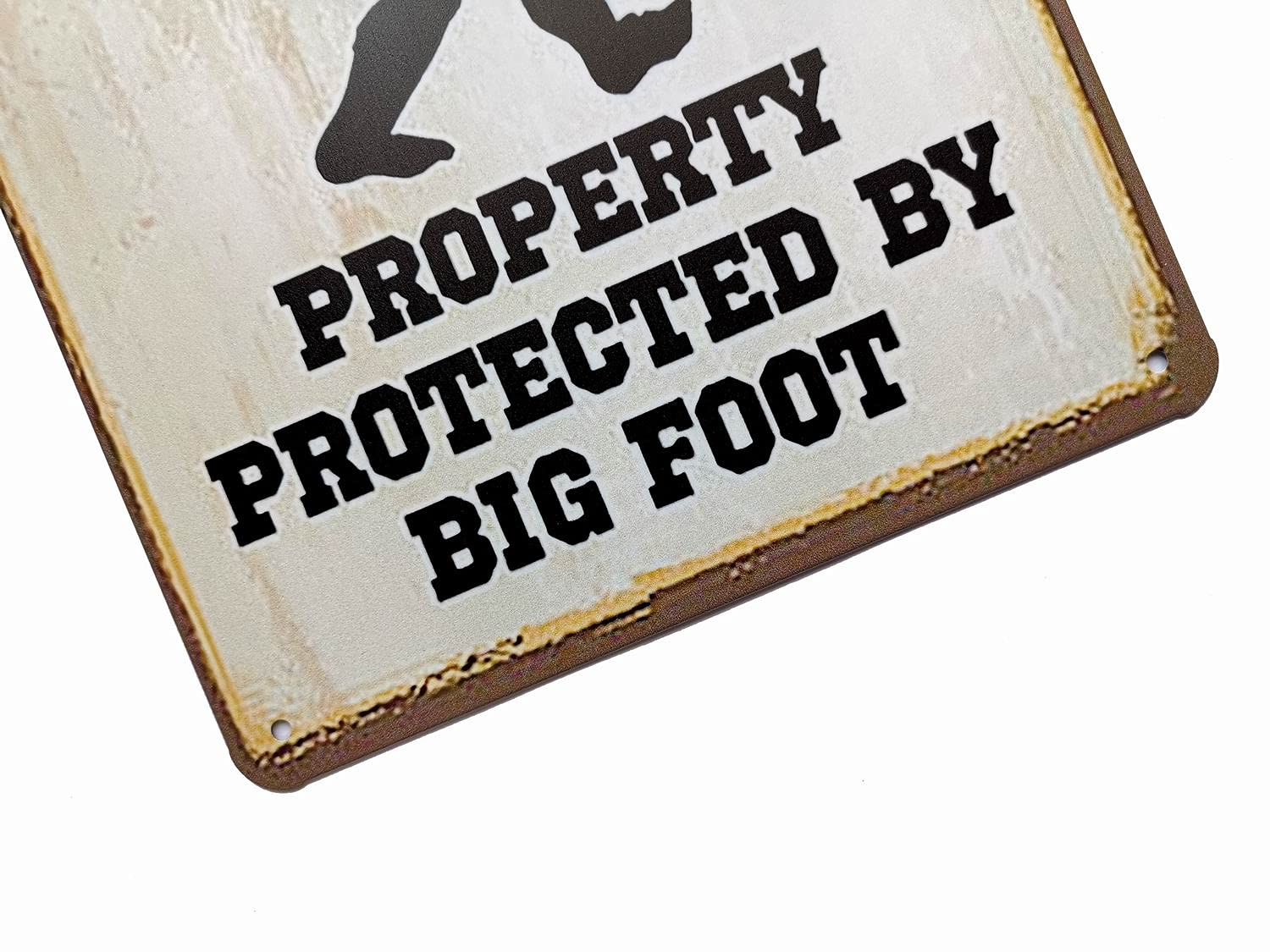 ERLOOD Warnschild „Warning Property Protected By Big Foot“ – Metall, 30,5 X 20,3 Cm, Vintage-Stil