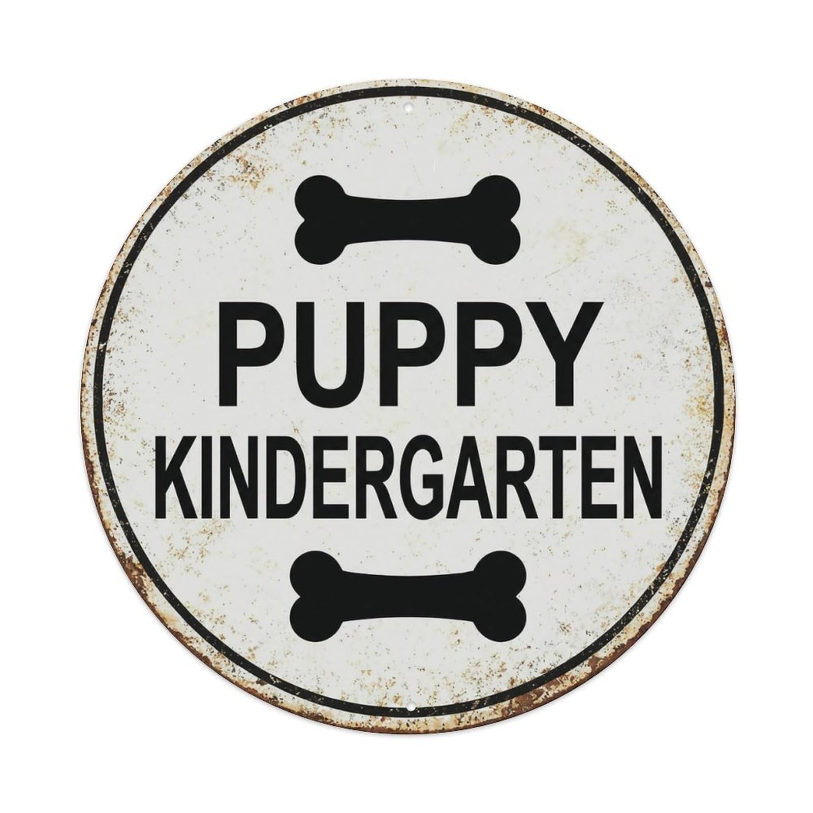 Vintage Puppy Kindergarten Decor Metal Tin Sign