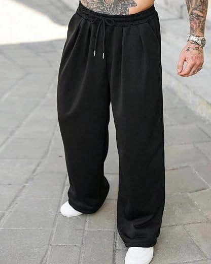 Men's Cotton Baggy Trackpants | Oversized Fit Streetwear &amp; Gym Wear | Comfortable Casual Joggers for Men (in, Alpha, L, Re...