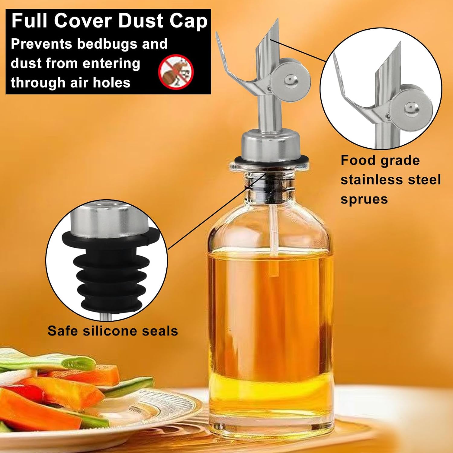 Zorfeter 2PCS Silver Automatic Pour Spouts, Stainless Steel
