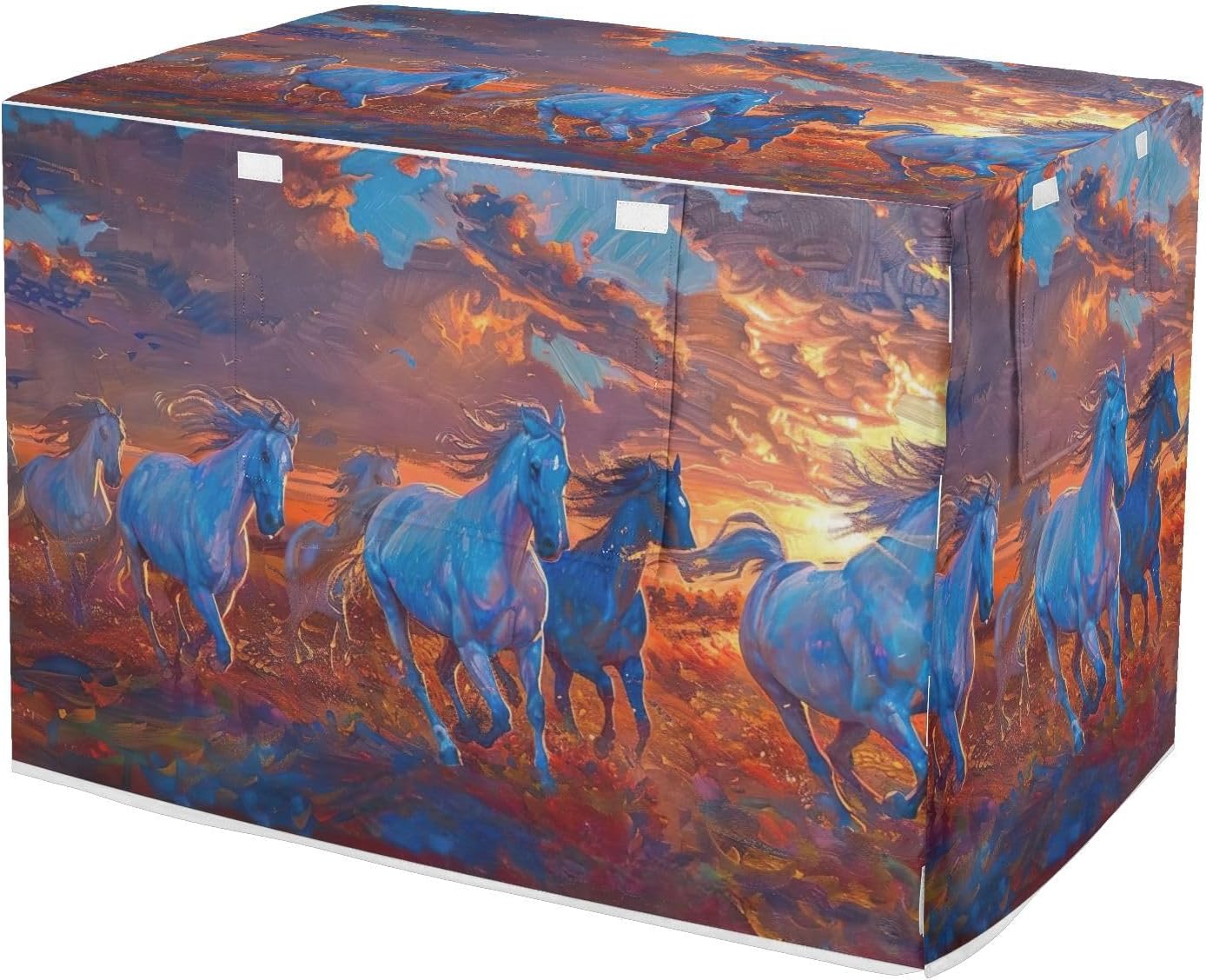 Animal Painting Horses Dog Crate Cover Water-Resistant, S-XL Windproof Covers for Pet Crates, X-Large