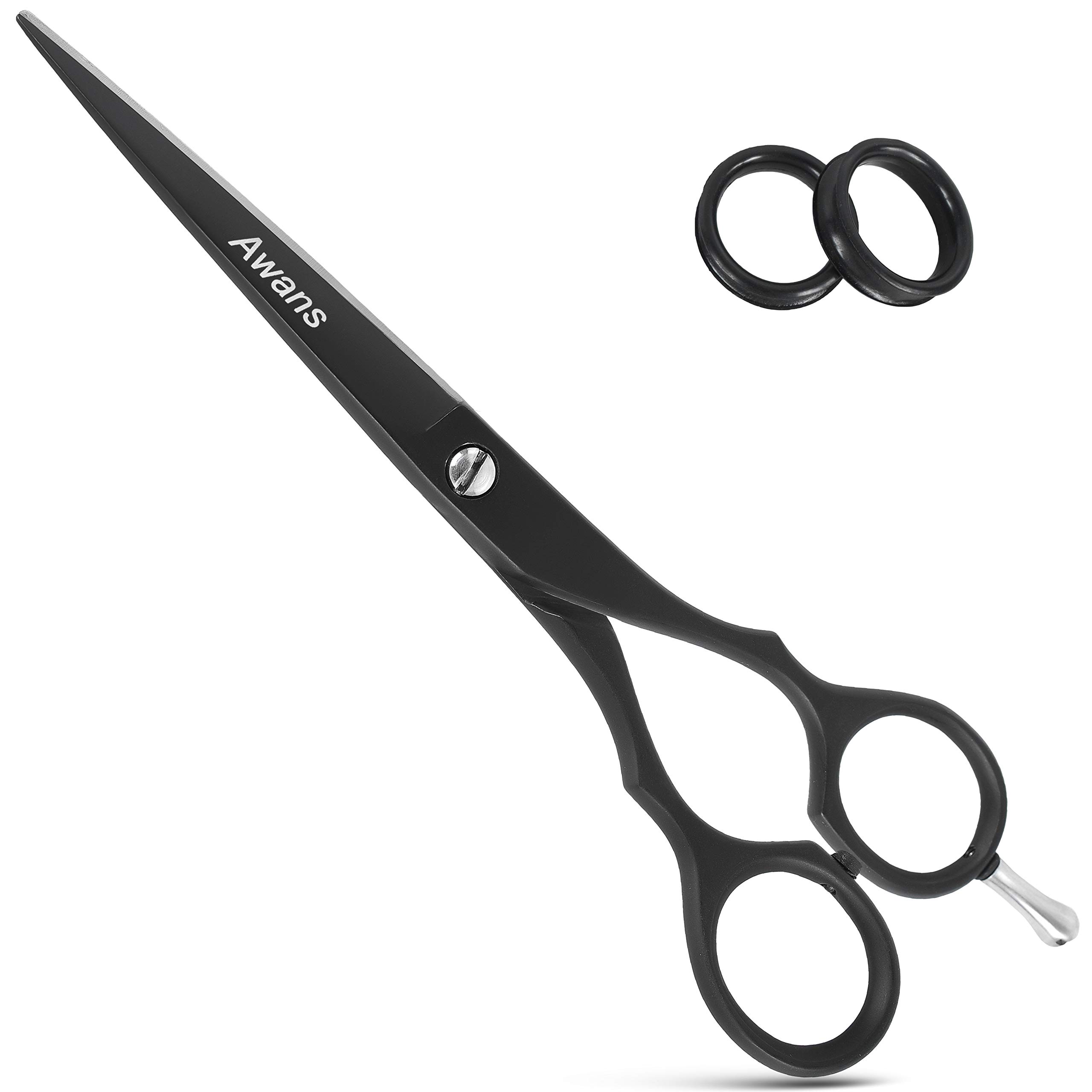 Awans Men's Black 5.5" Barber Salon Scissors, Hairdressing Scissors, Shears 5.5", (Black 5.5")