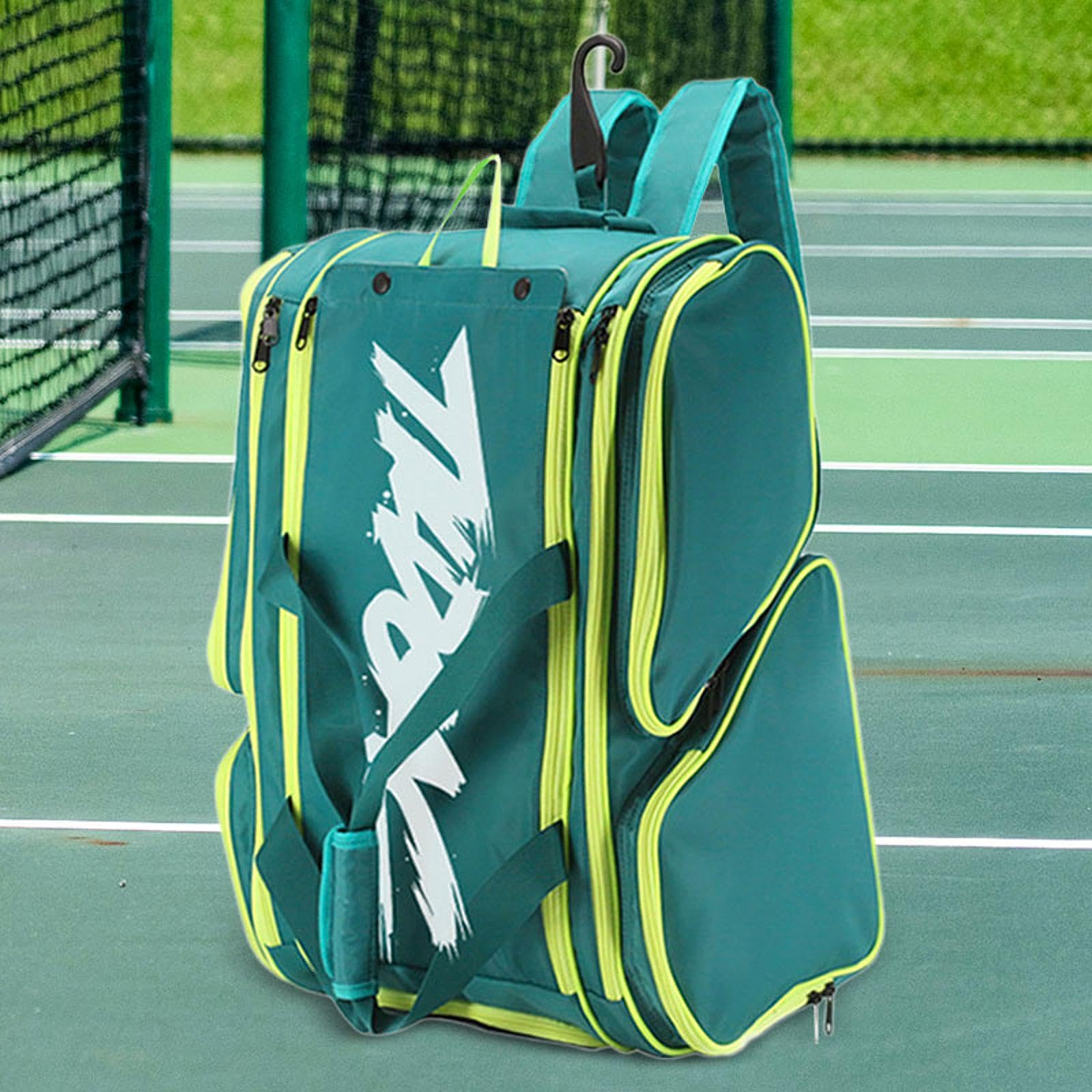 Pickleball Borsa Zaino Porta Equipaggiamento Multifunzionale Organizer Racket Borsa Tracolla Regolabile Tessuto Impermeabile Adatta per Sport Esterno, Verde