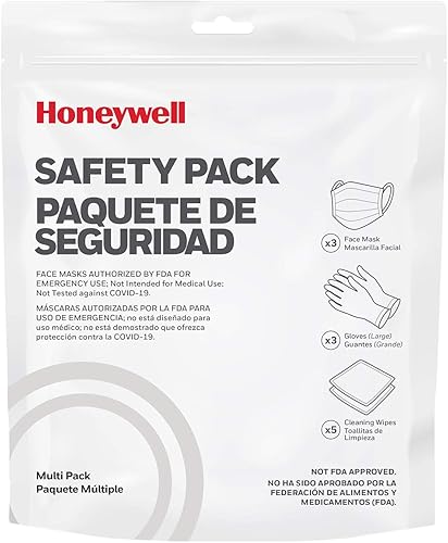 Miniatura 3 de Honeywell - Máscara de pliegue plano N95 aprobada por NIOSH, paquete de 5 (RWS-54049) con paquete de seguridad de PPE multiartículo de Honeywell con