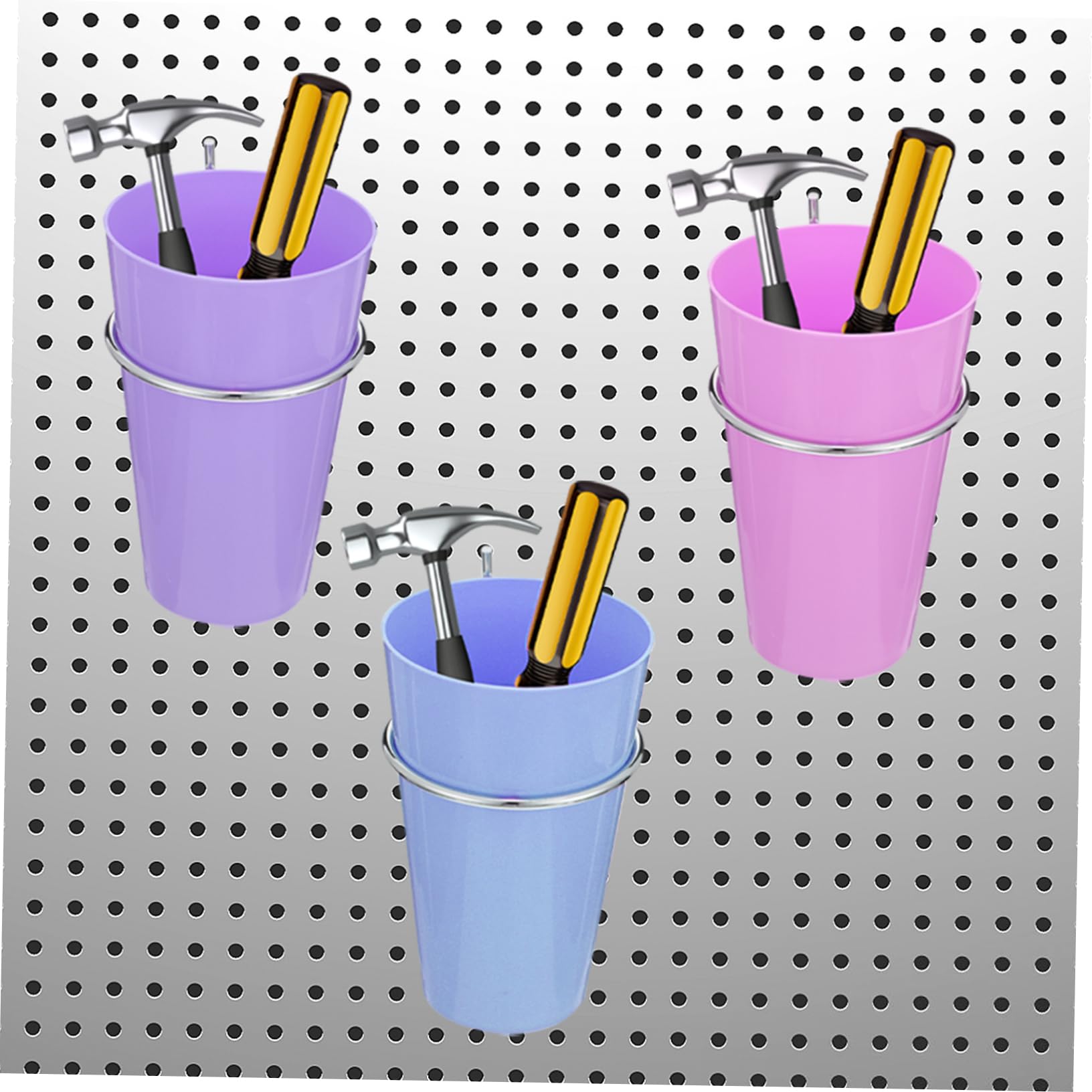 Unomor 2Pcs Iron Pegboard Cup Organizers Mug Storage Racks for Home Mall Restaurant Use Stylish Pegboard Hook Rack Space Saving Design Strong Bearing Capacity