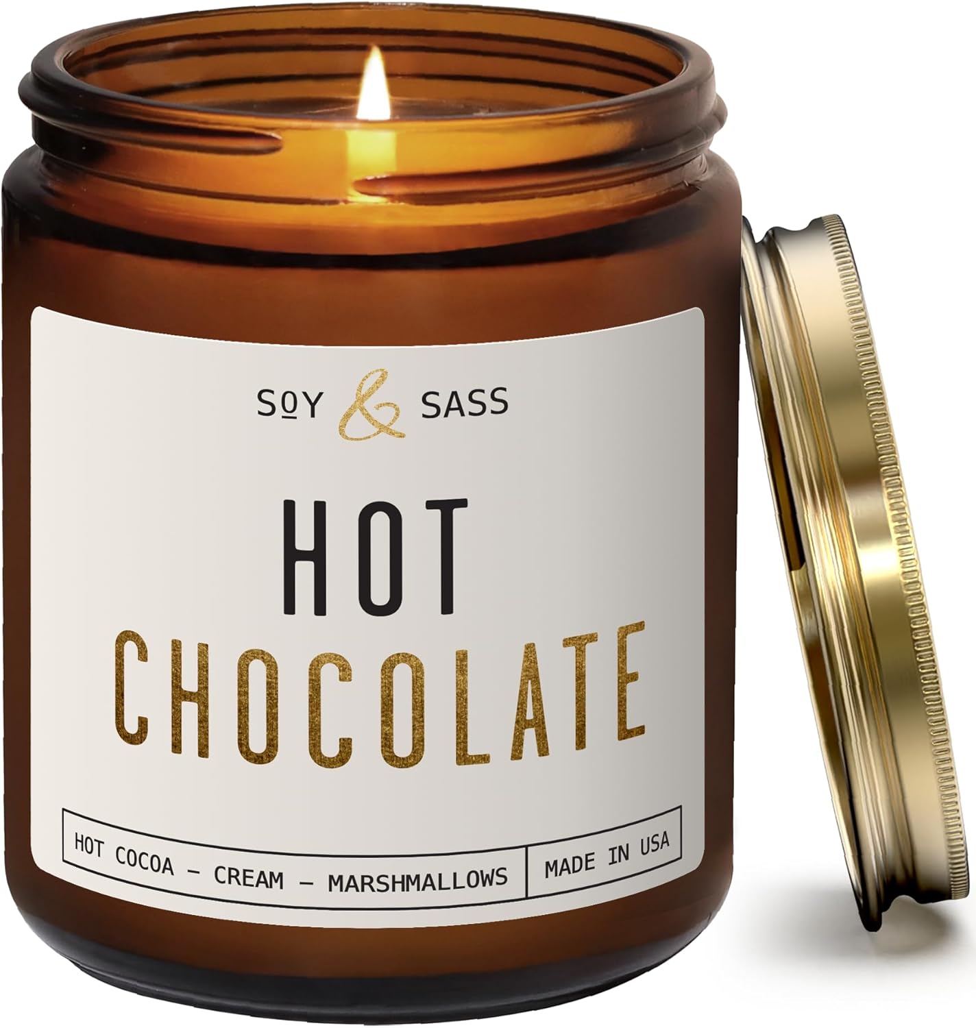 Hot Chocolate Candle - w/Hot Cocoa and Cream Candle I Infused with Scented Essential Oils I 9oz Reusable Jar, Long-Lasting 50 Hour Burn I Non-Toxic I Made in The USA