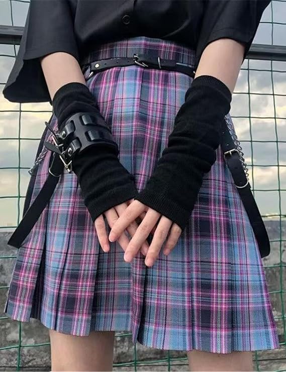 URAWESO Goth Arm Warmers Emo Punk Y2k Arm Sleeves Fingerless Grunge Gloves | Cosplay Costume
