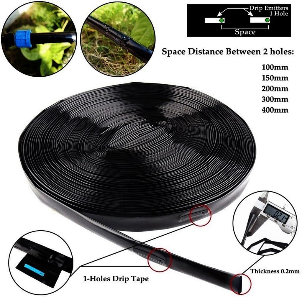 Tubo de microirrigación por goteo, Tubo de riego con cinta goteo, 2 uds., 16mm, 1 orificio, micromanguera remojo, 20m, espaciado 10-40cm(Space 30cm)