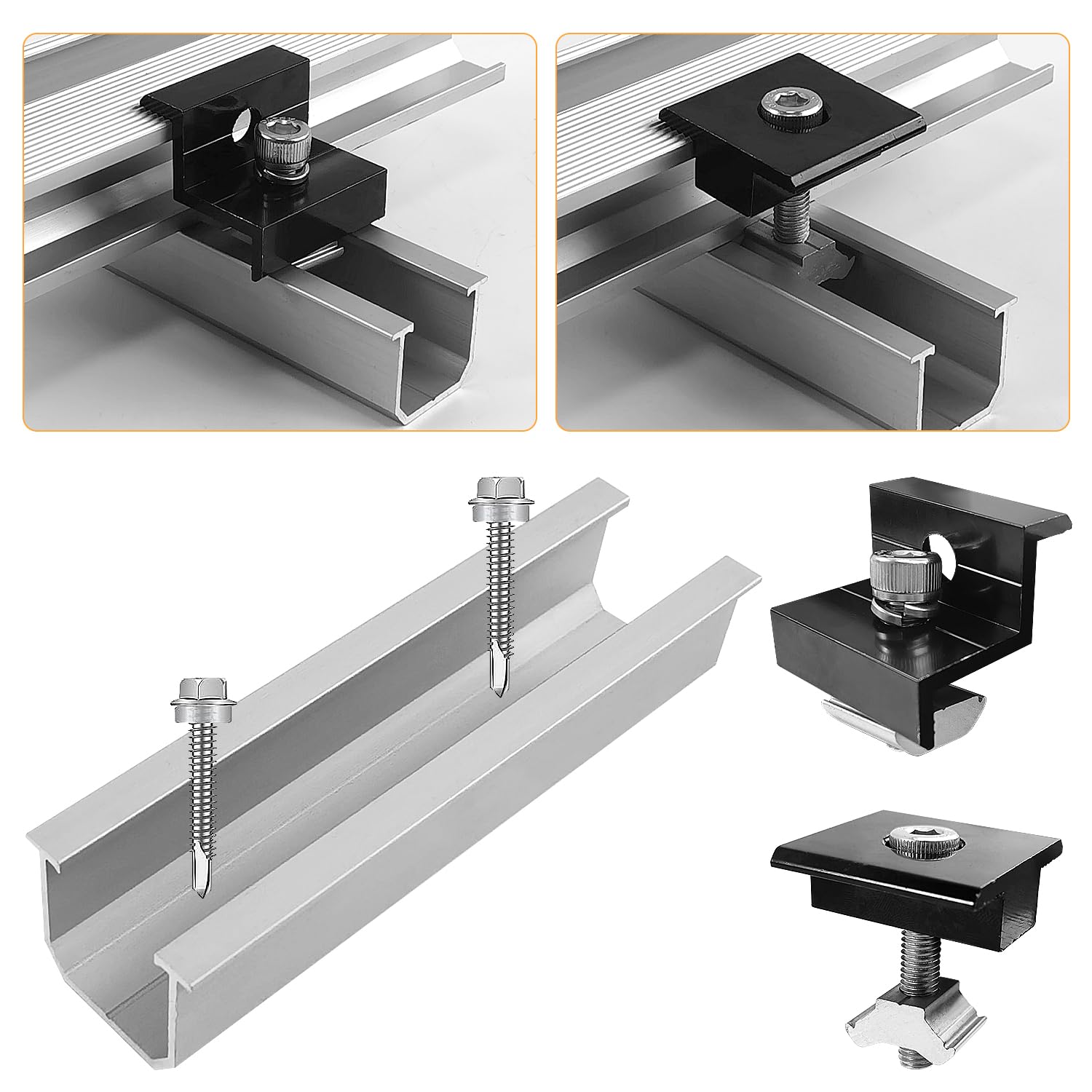 Clips De Fixation Réglables Pour Panneaux Solaires - Alliage Aluminium, Pour Épaisseurs 30 à 50 Mm, Pour Camping-car, Bateau