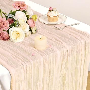 Champagne Table Runner, 10 Ft 120 in Cheesecloth Table Runner, Gauze Rustic Spring Table Runners for Wedding, Party, Baby & Bridal Shower, Boho Table Runners for Valentines Easter Mothers Day