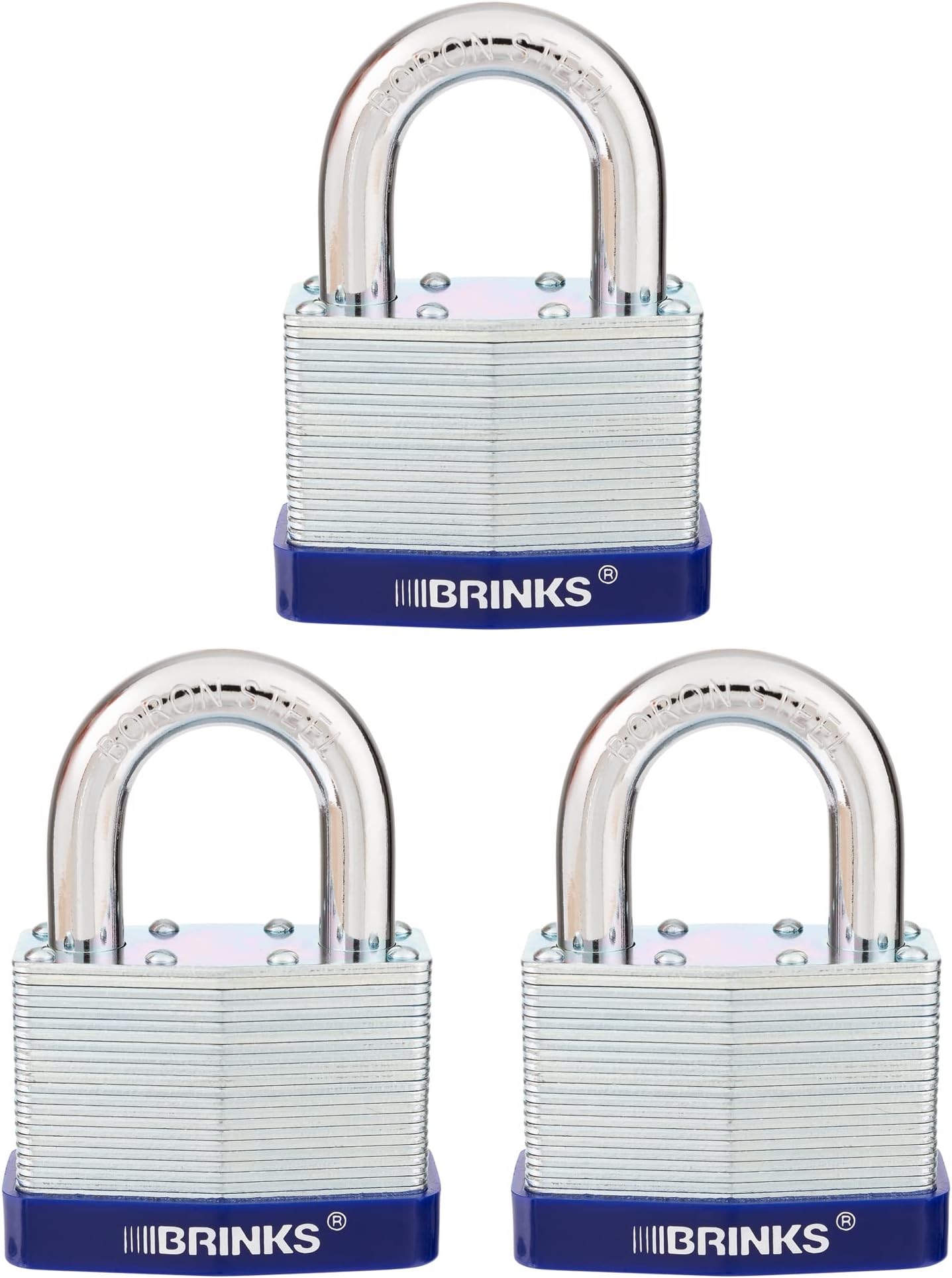 BRINKS - 50mm Laminated Steel Keyed Padlock, 3-Pack
