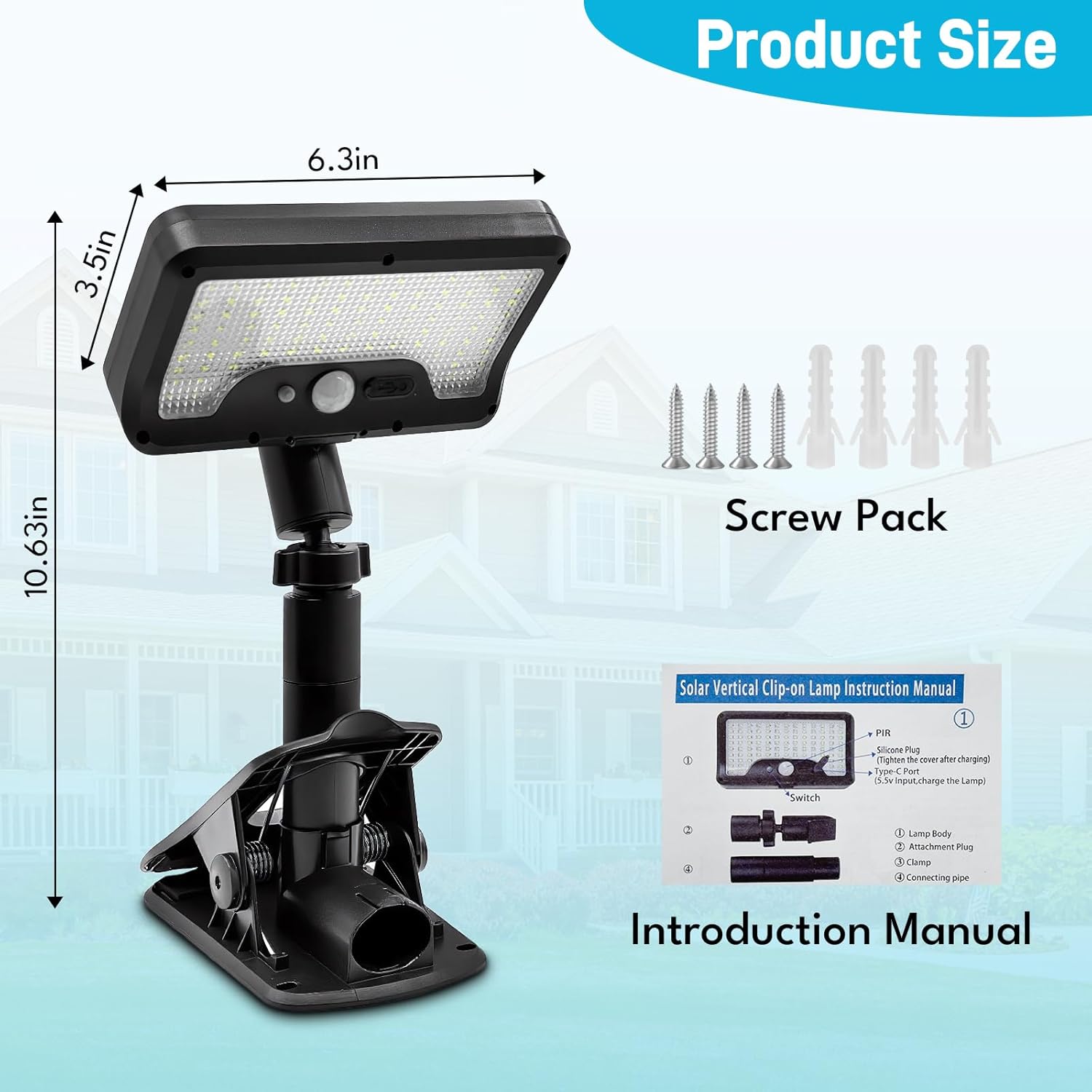 Clip On Solar Motion Lights Outdoor, Motion Sensor Outdoor Lights with 92 LEDs, 360°Rotatable Adjustable Solar Fence Lights (600 LM,6000 K), Waterproof Security Light for Deck,Gutter,Camping (2 Pack)