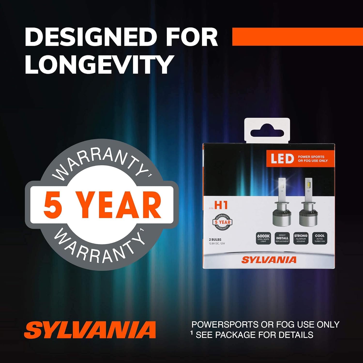 Sylvania H1 LED Powersport Headlight Bulbs for Off-Road Use or Fog Lights - 2 Pack