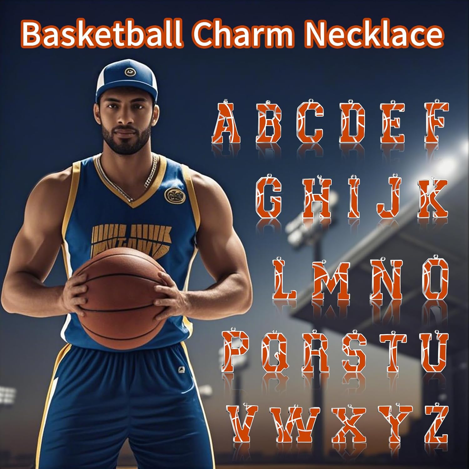 Basketball Initial Necklace for Men A-Z Letter Stainless Steel Charm Pandant 20+2 Inches Chain, Basketball Gifts for Youth Coach Players - Image 5