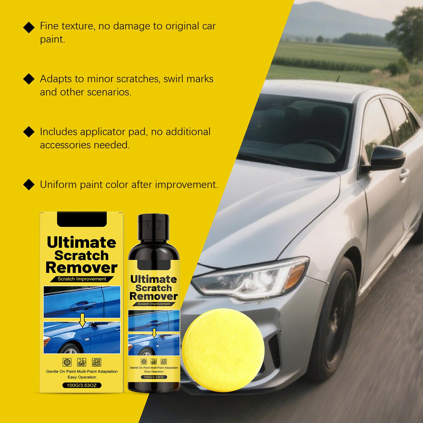 2026 Kit Reparador de Arañazos, Pulidor Alto Brillo Sin Lijado, Compatible Coche Moto Camión para Mantenimiento y Restauración Vehicular