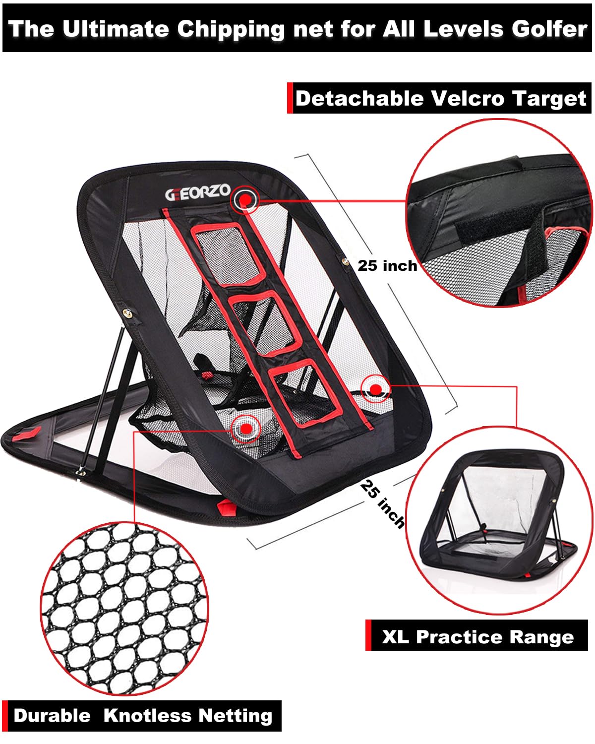 Golf Chipping Net, GEEORZO Pop Up Practice Net, Swing Training Aid for Backyard Outdoor Indoor - Image 3