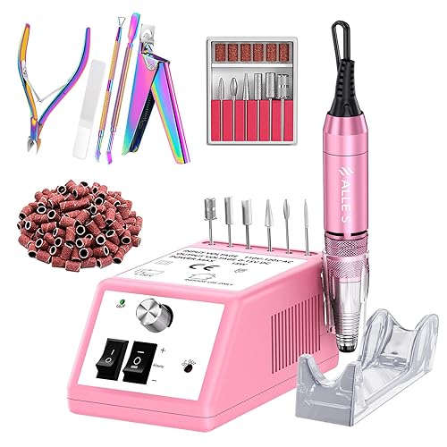 Taladro de uñas eléctrico profesional con cortaúñas acrílico, lima de uñas de vidrio, pinza para cortar cutículas y empujador de cutículas