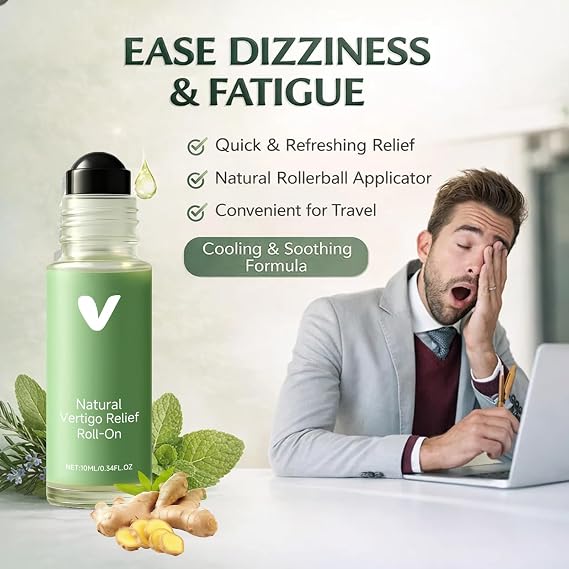 2 Pack Anti-Dizzy Roll-On for Vertigo Relief, Natural Essential Oils, Fast-Acting Dizziness Relief, Portable 10ml Rollerball for Travel, Comfort Daily Use, Temples Neck Nape Quick Ease