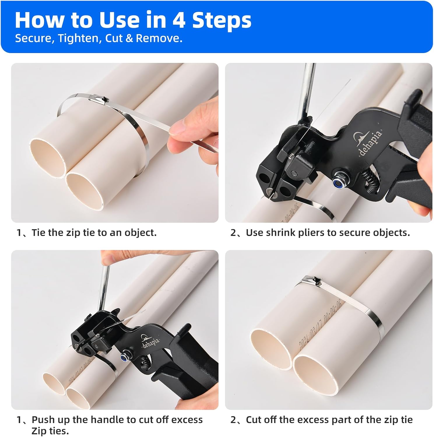 Heavy Duty Stainless Steel Cable Tie Gun Kit – 150 PCS 11.8" 304 Metal Zip Ties with Professional Tensioning & Flush Cutting Tool for Fence, Exhaust & Outdoor Use