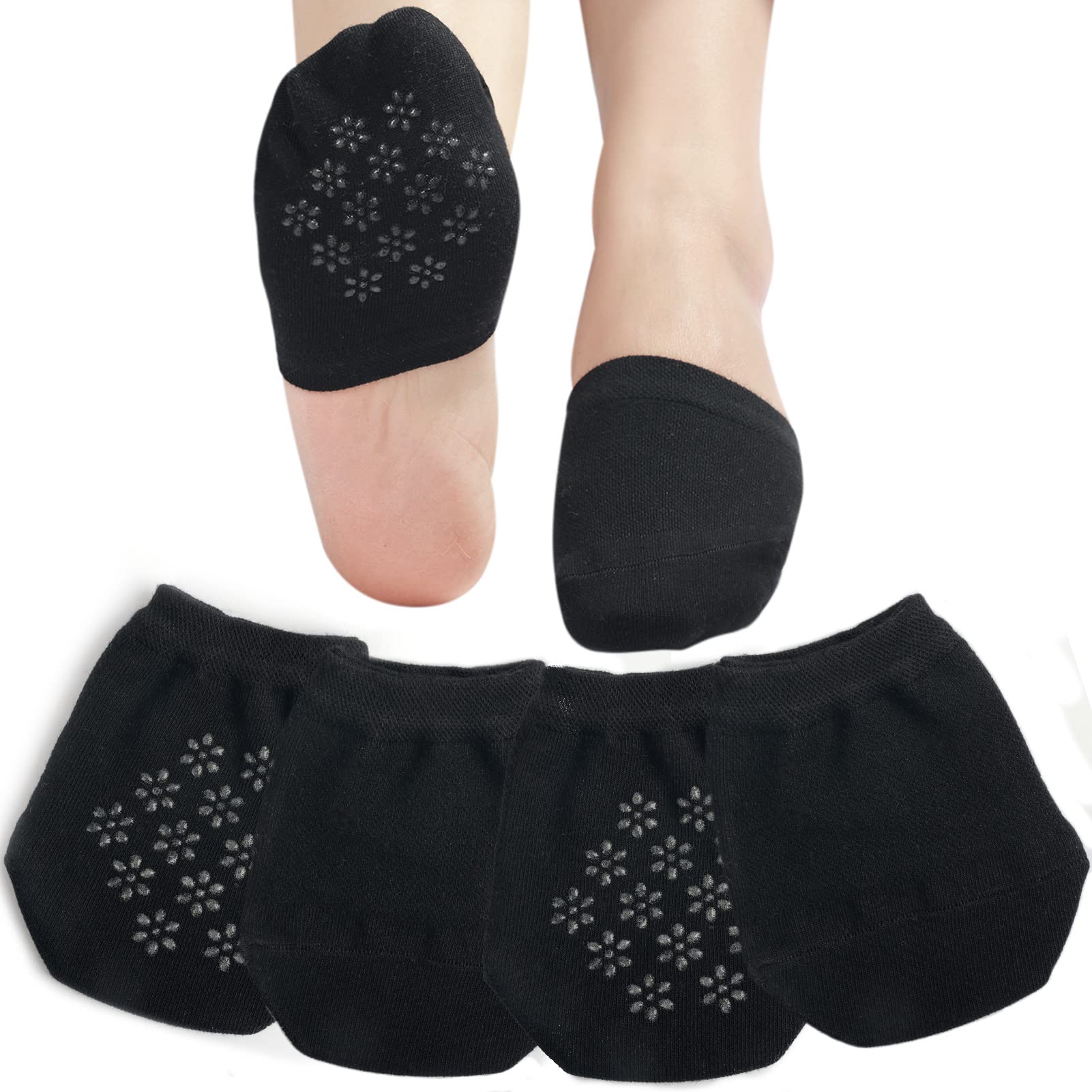 Toes Home Half Toe Socks Womens for Mules, Non Slip No Show 4-8 Pairs