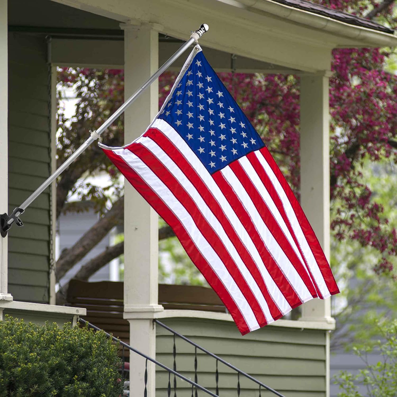 VIEKEY Flag Holder Flag Pole Holder Bracket Mount Strong and Rust Free Coated 2 Position for Flag Pole with Diameter of 1 inch