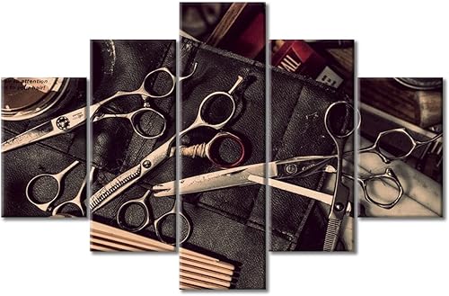 TUMOVO Herramientas de peluquería arte de pared para dormitorio, herramientas de corte de pelo, arte en lienzo, decoración de pared, peluquería,